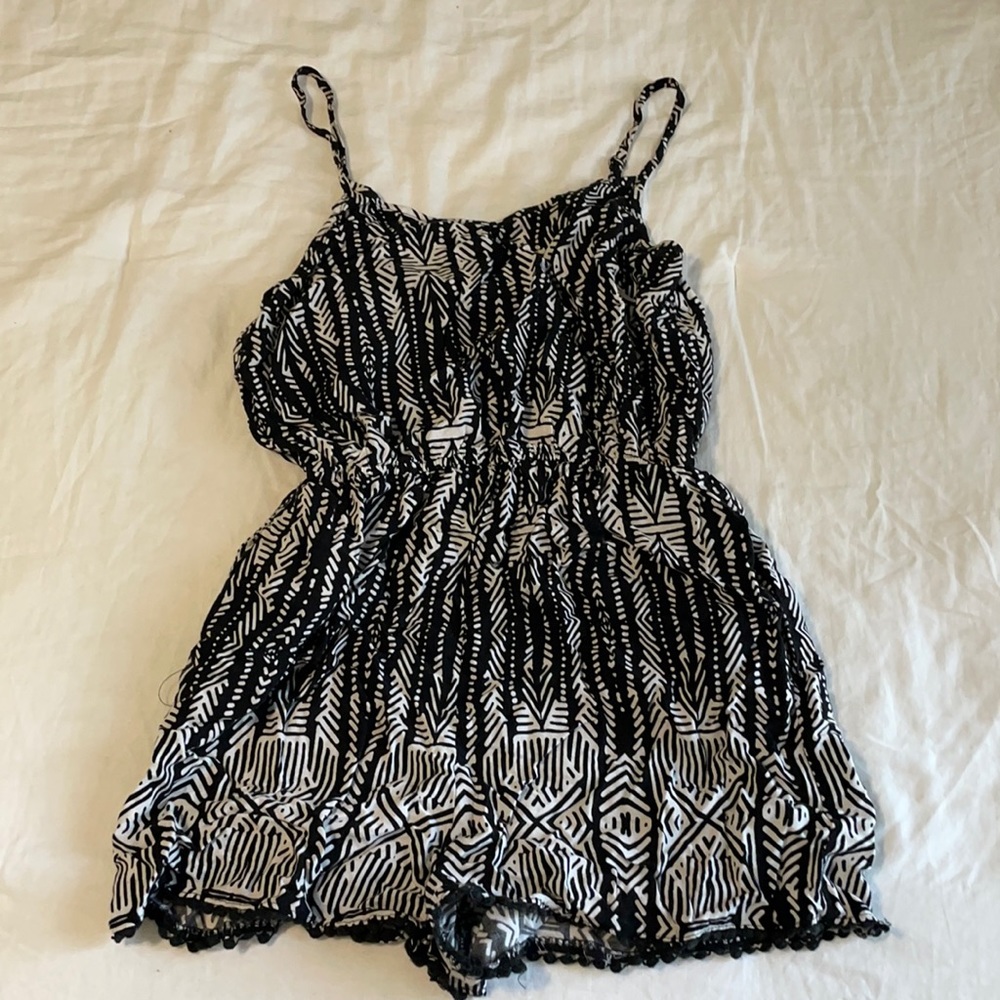 Black tribal print romper